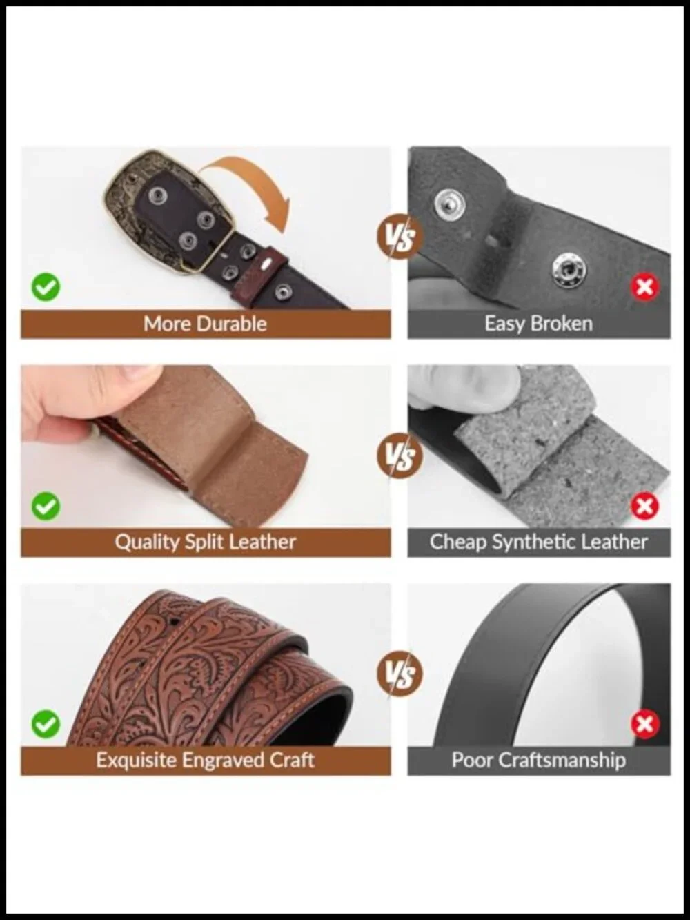 Western Cowboy Belt with Poker Buckle Unisex Leather Belt for Jeans